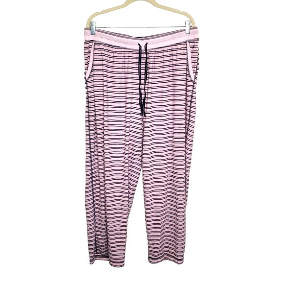 Nautica Fleece Long Pajama Sleepwear Set Pink and Navy Stripe Size XXL lounge - Picture 2 of 7